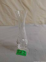 Full view of vase front showing cut and etched floral pattern