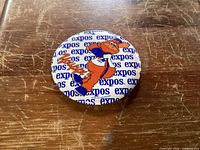 Front of the Youppi! Expos pinback button showing graphics