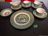 Entire tea set arranged on table