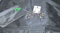 Front view earrings on card with bag