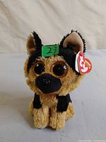 Front view of Ty Spirit Beanie Boo showing face, eyes, hang tag