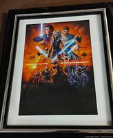Full view of framed Star Wars poster