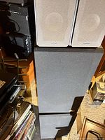 Vision Acoustics tower with Edifier bookshelf speakers on top