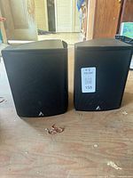 Front view of both speakers with grilles on