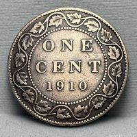 Reverse side of 1910 Canadian large cent
