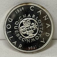 Reverse side showing 1864-1964 Canada Charlottetown Quebec design