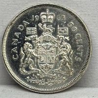 Reverse of 1965 Canadian 50-cent coin showing coat of arms