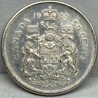 Reverse side showing Canadian coat of arms and date 1966