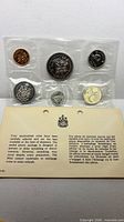 Front view of sealed six-coin set with information card