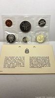 Full view of sealed 1971 proof-like coin set with information card