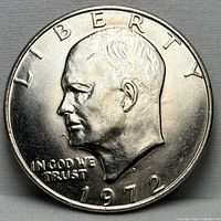 Obverse showing Eisenhower portrait, date 1972 and D mint mark