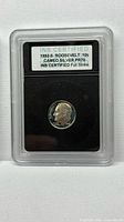 Front of INB-slabbed 1992-S Roosevelt dime showing label and obverse