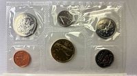 Front view of sealed six-coin set