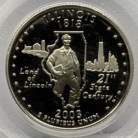 Reverse of 2003-S Illinois State Quarter showing Illinois design