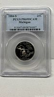 PCGS-slabbed 2004-S Michigan quarter front view