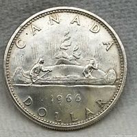 Reverse of 1966 Canadian Voyageur silver dollar
