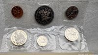Front view of sealed 1970 proof-like coin set showing all six coins