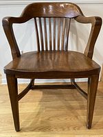 Front view of oak banker chair