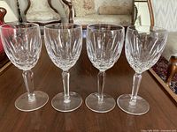 Four Waterford Kildare claret glasses front view on table