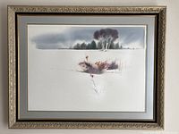 Full view of framed watercolor painting