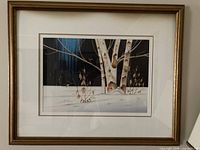 Front view of framed watercolor painting in mat and frame