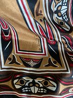 close-up showing printed signature and motif detail
