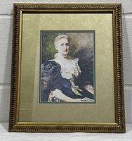 Framed portrait print upright view showing full frame, mat and artwork