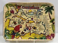 Front of tray showing full Caribbean map design and motifs