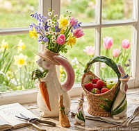 All four ceramic items grouped together