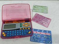 Organizer open with three reference cards displayed