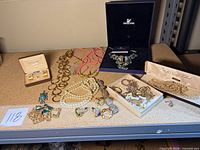 Overview of all jewelry pieces on shelf