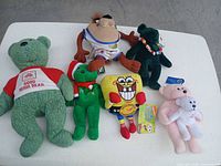 Group shot of all plush items on table