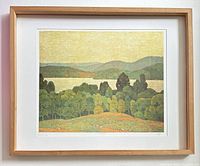 Overall view of framed lithograph