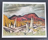 Front view of entire lithograph on mount showing full artwork