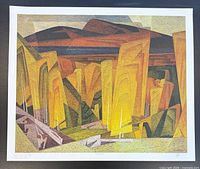 Full view of unframed Poplar Grove lithograph showing margins with edition number, title, and artist initials