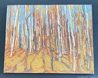Front view of Tom Thomson "Birches" Phoenix lithograph panel