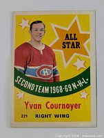 Front of the Yvan Cournoyer O-Pee-Chee All-Star card