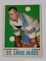 Front of Glenn Hall #210 O-Pee-Chee card