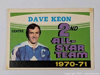 Front view of 1971-72 OPC Dave Keon card