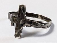 Sterling silver crucifix ring top view
