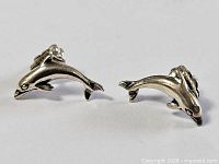 Front view of both dolphin earrings