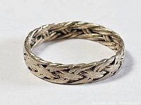 Full view of sterling silver braided ring