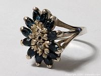 Front view of sterling silver cluster ring