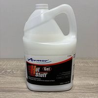 Front view of sealed Avmor Hot Stuff Gel cleaner jug