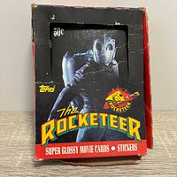 Front of worn Topps The Rocketeer retail box