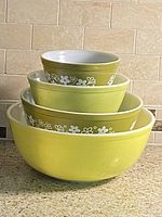 All four bowls stacked to show colours and nesting fit