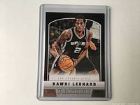 Front view of Kawhi Leonard Panini rookie card