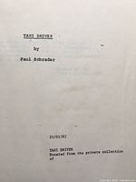 Title page of Taxi Driver screenplay by Paul Schrader