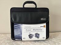 Front view of Targus rolling laptop case with retail insert