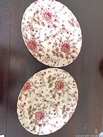 Both Johnson Bros Rose Chintz platters front view